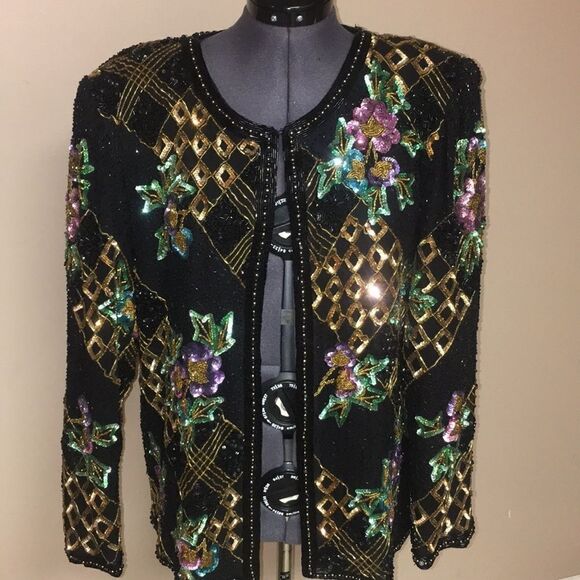 Vintage beaded and sequined formal jacket size M - Picture 3 of 8